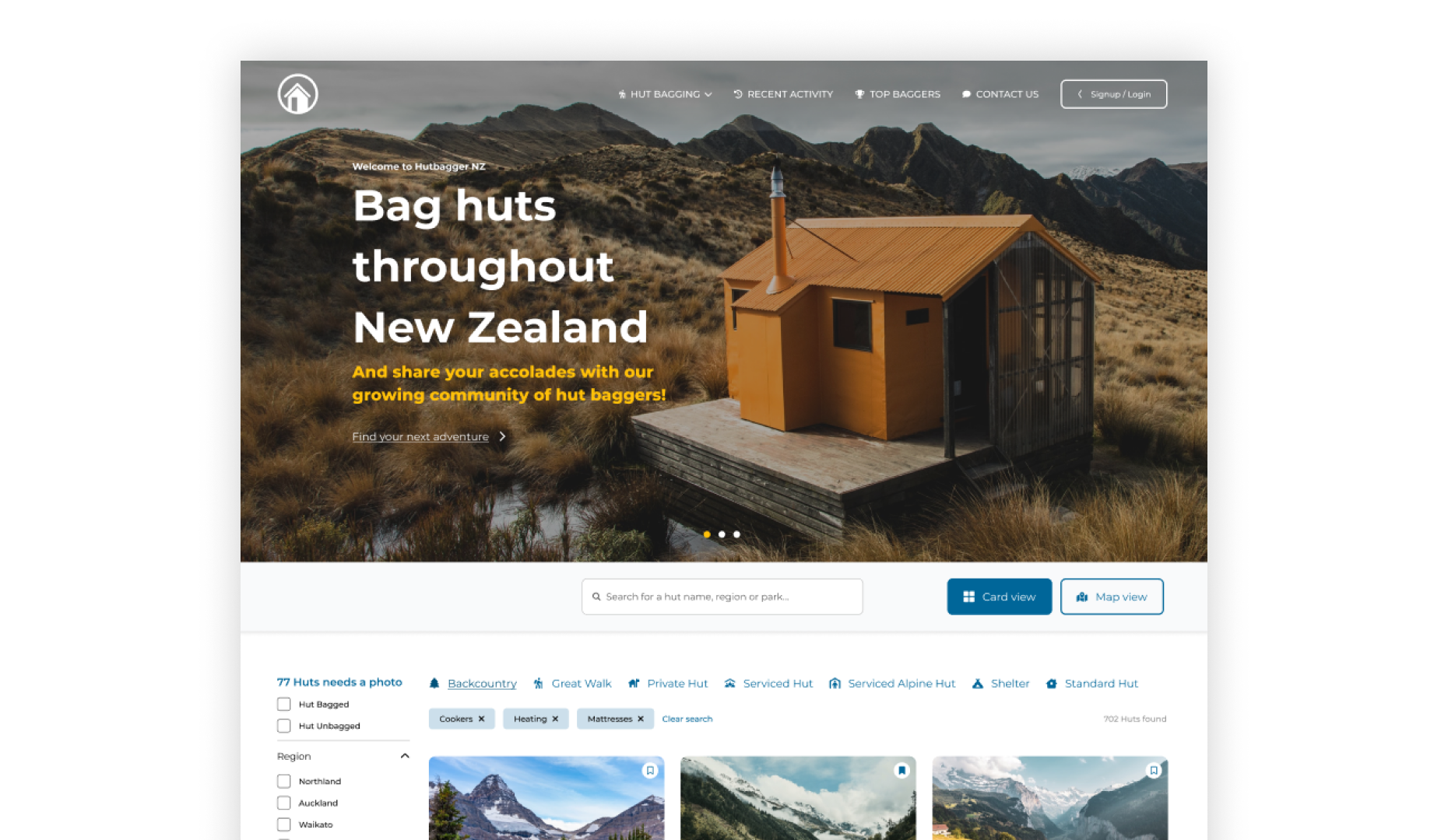 Hutbagger landing page