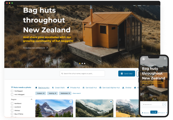 Hutbagger website page on desktop and mobile